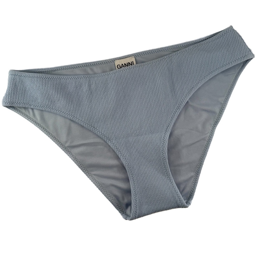 GANNI Ribbed Bikini Bottoms Light Blue Size 38 (US M/6) NWT - Picture 1 of 6